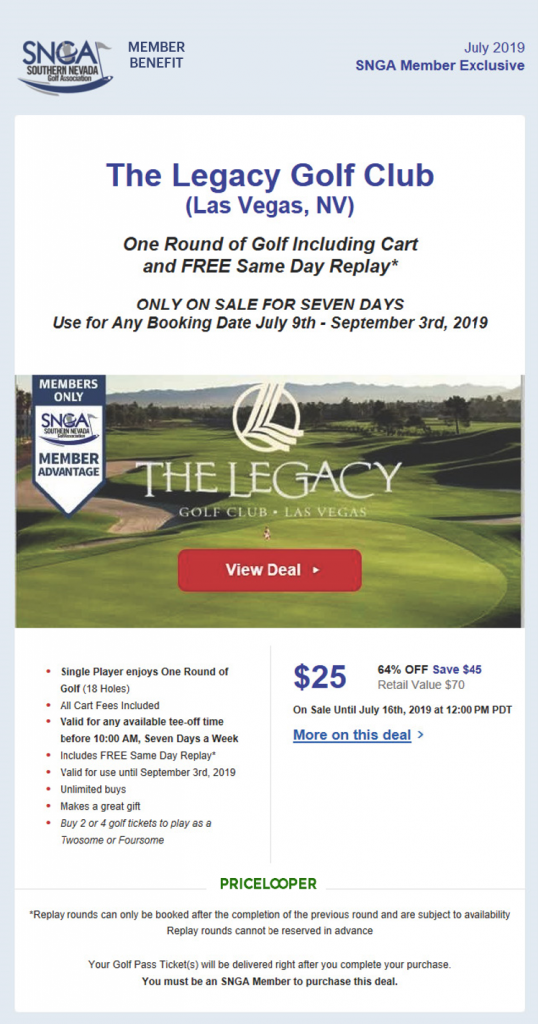 Legacy Golf Club Member Benefit Partner with UnderPar